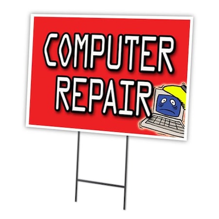 Computer Repair Yard Sign & Stake Outdoor Plastic Coroplast Window